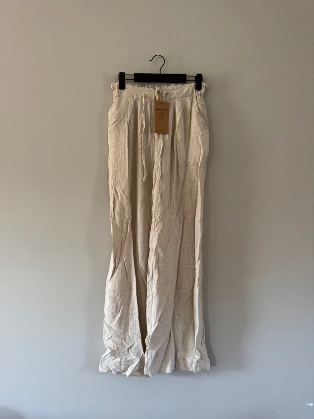 Thread & Supply | Lightweight Cream Linen-Blend Wide Leg Pants - Picture 1 of 6